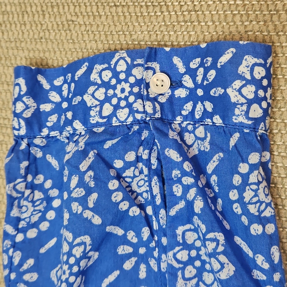 Talbots Women's Patterned Button Up Blouse Size XL Pleated Blue White 3/4 Sleeve - Picture 7 of 12